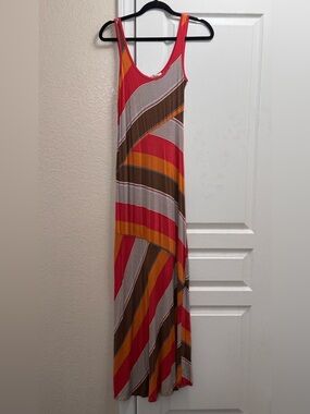 American Rag Cie Brown and Orange Striped Maxi Dress